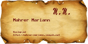 Mahrer Mariann névjegykártya